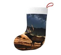 Whjssf Calcetines de Navidad impresos de doble cara con imagen de Elk in The Meadow para decoración de interiores y fiestas de gran capacidad