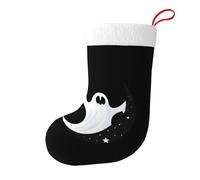 Whjssf Calcetines de Navidad impresos de doble cara con imagen de fantasma en la luna para decoración de interiores y fiestas de gran capacidad