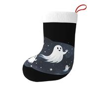 Whjssf Calcetines de Navidad impresos de doble cara con imagen de fantasmas volando a través del cielo para decoración de interiores y fiestas de gran capacidad