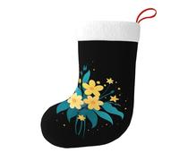 Whjssf Calcetines de Navidad impresos de doble cara con imagen de flores entre las estrellas, para decoración de interiores y fiestas de gran capacidad