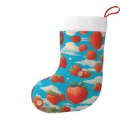 Whjssf Calcetines de Navidad impresos de doble cara con imagen de fresas sabrosas para decoración de interiores y fiestas de gran capacidad