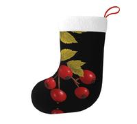 Whjssf Calcetines de Navidad impresos de doble cara con imagen de fruta de espino rojo para decoración de interiores y fiestas de gran capacidad