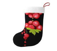 Whjssf Calcetines de Navidad impresos de doble cara con imagen de fruta roja para decoración de interiores y fiestas de gran capacidad