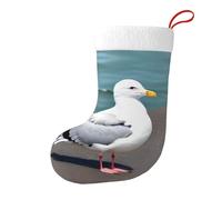 Whjssf Calcetines de Navidad impresos de doble cara con imagen de gaviota para decoración de interiores y fiestas de gran capacidad