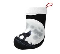 Whjssf Calcetines de Navidad impresos de doble cara con imagen de lobo aullando bajo la luz de la luna para decoración de interiores y fiestas de gran capacidad