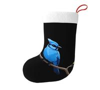 Whjssf Calcetines de Navidad impresos de doble cara con imagen de martín pescador azul para decoración de interiores y fiestas de gran capacidad