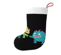 Whjssf Calcetines de Navidad impresos de doble cara con imagen de monstruos pequeños luchando para decoración de interiores y fiestas de gran capacidad