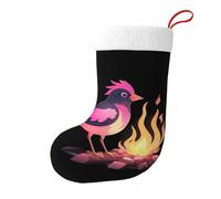 Whjssf Calcetines de Navidad impresos de doble cara con imagen de pájaro rosa en luz de fuego para decoración de interiores y fiestas de gran capacidad