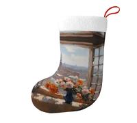 Whjssf Calcetines de Navidad impresos de doble cara con imagen de terraza para decoración de interiores y fiestas de gran capacidad