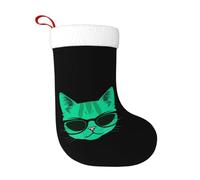 WHJSSF Calcetines decorativos de Navidad con diseño de cabeza verde suave, con estampado de gato, ligeros, con una buena sensación táctil para Halloween, Navidad y Año Nuevo