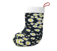 WHJSSF Calcetines decorativos de Navidad con diseño de flores de manzanilla con mariposas voladoras, añade alegría festiva a Halloween, Navidad