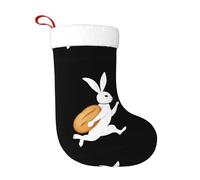 WHJSSF Calcetines decorativos de Navidad con imagen de conejo caminando hacia adelante con pan, para decorar durante Halloween, Navidad y Año Nuevo