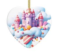 WHJSSF Candy Castle in the Clouds Pattern Christmas Ceramic Love Pendant Decoration Interior Decoration Festival Gift