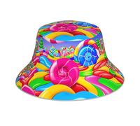 WHJSSF Candy Land Prints - Sombrero reflectante unisex con protección solar para hombres y mujeres, color negro