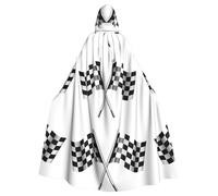 WHJSSF Capa con capucha con estampado de banderas a cuadros, capa larga para Halloween y diversión de cosplay