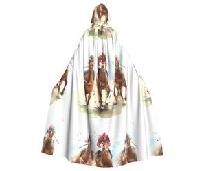 WHJSSF Capa con capucha con estampado deportivo de carreras de caballos, manta larga para disfraz, capa suave de Halloween y lazo con cordón