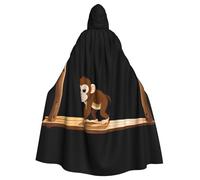 WHJSSF Capa con capucha de Monkey On The Wooden Bridge para Halloween, para juegos de rol, disfraces de escenario, fiestas, fácil cuidado