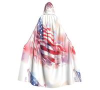 WHJSSF Capa con capucha para adultos con diseño de bandera americana, para Halloween, para varios entornos de fiesta y carnaval