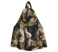 WHJSSF Capa con capucha para adultos con diseño de conejo paseante de primavera y pajarita para fiestas de disfraces, cosplay