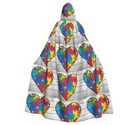 WHJSSF Capa con capucha para adultos con diseño de corazón para concienciación sobre el autismo, con estampado de corazón, capa con capucha súper grande sin cremallera