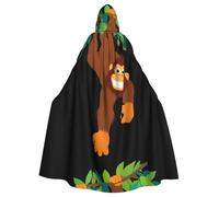 WHJSSF Capa con capucha para adultos con diseño de orangután escalando un árbol, para Halloween, con pajarita para fiestas de disfraces, cosplay