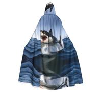 WHJSSF Capa con capucha para adultos con diseño de tiburón blanco para Halloween y juegos de rol