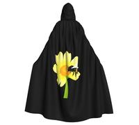 WHJSSF Capa con capucha para adultos con estampado de abejita sobre flores amarillas, para Halloween, con pajarita para fiestas de disfraces, cosplay