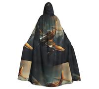 WHJSSF Capa con capucha para adultos con estampado de avión de guerra para varios entornos de fiesta y carnaval