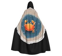WHJSSF Capa con capucha para adultos con estampado de cangrejo en la playa, con pajarita, sin cremallera