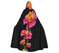 WHJSSF Capa con capucha para adultos con estampado de crisantemo de hojas finas, capa súper grande sin cremallera