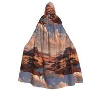 WHJSSF Capa con capucha para adultos con estampado de desierto dorado y rojo para Halloween, capa con capucha súper grande sin cremallera