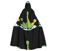 WHJSSF Capa con capucha para adultos con estampado de dinosaurios en el barco y pajarita para fiestas de disfraces, cosplay