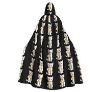 WHJSSF Capa con capucha para adultos con estampado de gatito sosteniendo papas fritas de camarón, capa con capucha súper grande sin cremallera