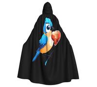 WHJSSF Capa con capucha para adultos con estampado de gorrión azul haciendo un corazón para Halloween, capa grande con capucha y pajarita, sin cremallera