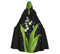 WHJSSF Capa con capucha para adultos con estampado de Lily Of The Valley In The Rain para Halloween, capa con capucha súper grande sin cremallera