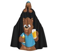 WHJSSF Capa con capucha para adultos con estampado de Little Brown Bear Bebiendo cerveza, para Halloween, capa con capucha súper grande sin cremallera