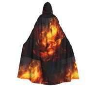 WHJSSF Capa con capucha para adultos, con estampado de llamas ardiendo de Halloween, capa grande con capucha y pajarita, sin cremallera