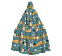 WHJSSF Capa con capucha para adultos con estampado de molino de viento giratorio para Halloween
