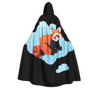 WHJSSF Capa con capucha para adultos con estampado de panda rojo en la nube para Halloween, con pajarita para fiestas de disfraces, cosplay