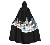 WHJSSF Capa con capucha para adultos con estampado de pueblo pequeño en la nieve, para Halloween, súper grande, sin cremallera