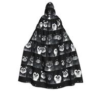 WHJSSF Capa con capucha para adultos con estampado de seis animales lavados a tinta y pajarita para fiestas de disfraces, cosplay