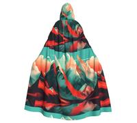 WHJSSF Capa con capucha para adultos con hermoso patrón de montañas y pajarita para fiestas de disfraces, cosplay