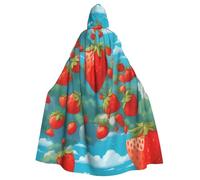 WHJSSF Capa con capucha para adultos con muchos sabrosos patrones de fresas para Halloween y juegos de rol