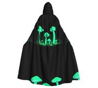 WHJSSF Capa con capucha para adultos con patrón de bosque de hongos brillantes verdes para Halloween y juegos de rol