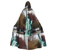 WHJSSF Capa grande con capucha estampada de la Estatua de la Libertad en Nueva York para adultos, con pajarita, sin cremallera