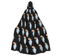 WHJSSF Capa grande con capucha para adultos con diseño de fantasma sosteniendo un globo de amor, con pajarita, sin cremallera