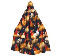 WHJSSF Capa grande con capucha para adultos con estampado de A Brood of Chickens para Halloween, con pajarita, sin cremallera
