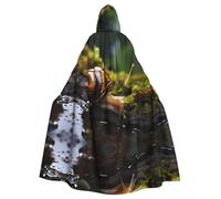 WHJSSF Capa grande con capucha para adultos con estampado de caracol sobre musgo, sin cremallera