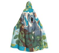 WHJSSF Capa grande con capucha para adultos con estampado de koalas felices para Halloween, con pajarita, sin cremallera