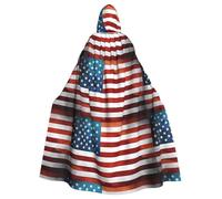 WHJSSF Capa larga con capucha con estampado de la bandera de Estados Unidos vintage para Halloween y cosplay